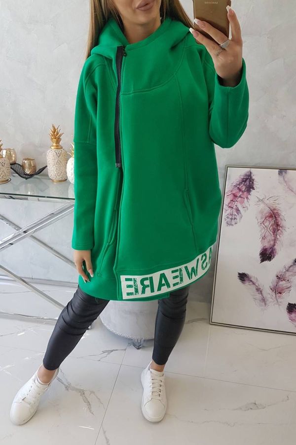 marka niezdefiniowana Insulated sweatshirt with zipper in green color