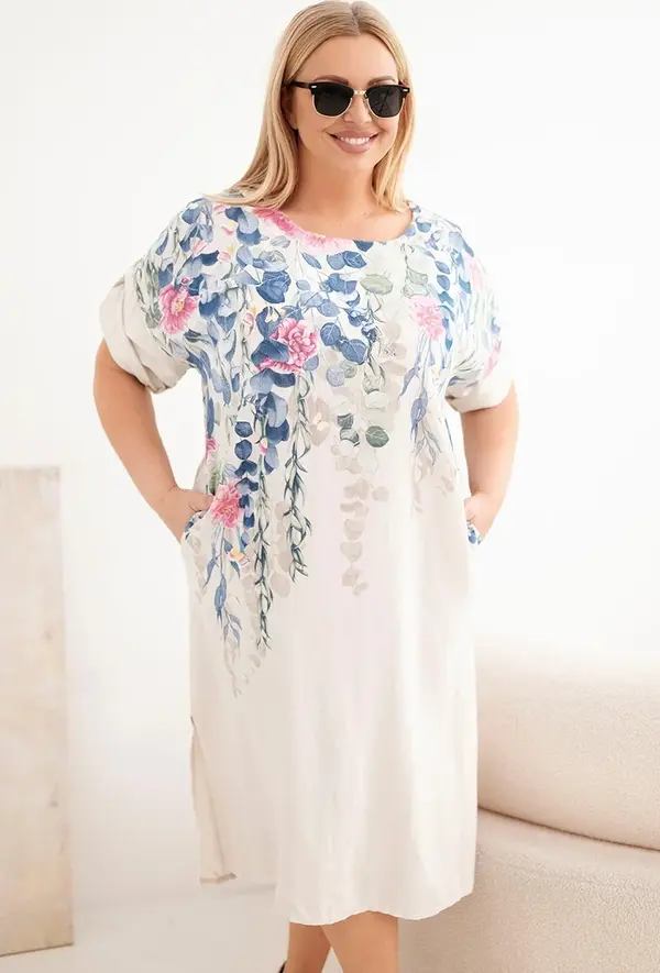 Kesi Włoski Италианска рокля с къс ръкав Kesi с големи размери