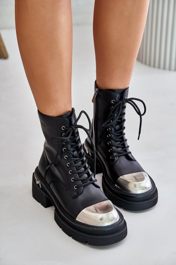 GOE Изолирани дамски боти от естествена кожа Черни Goe