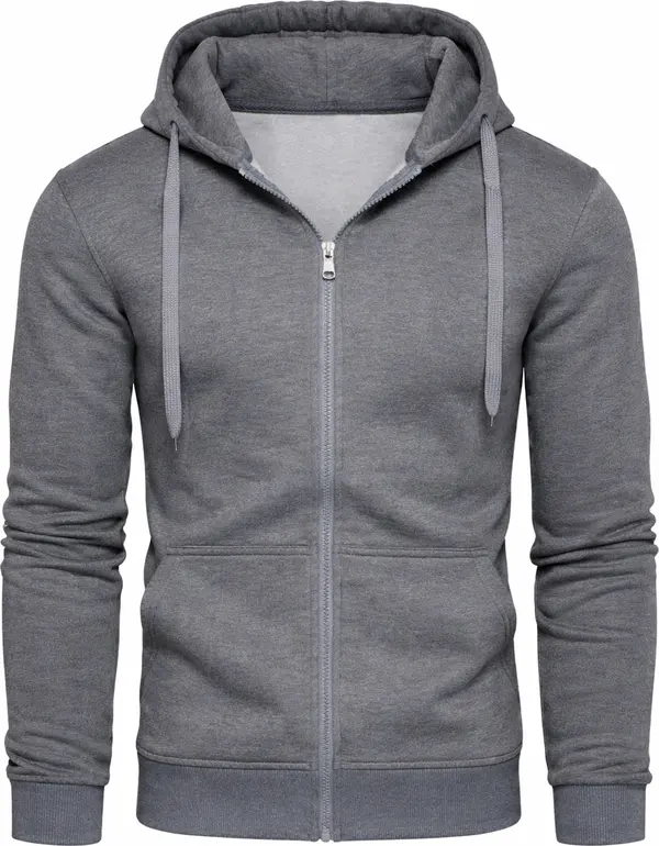 J.STYLE J.Style - Мъжки суитшърт с цип, тъмносив