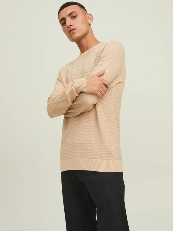 Jack & Jones Jack & Jones JACK&JONES - JJEATLAS KNIT CREW NECK NOOS 12212816/BEIGE