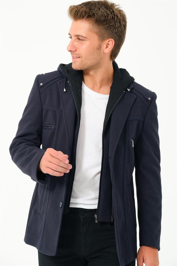dewberry K7532 DEWBERRY MEN'S COAT-PLAIN NAVY BLUE