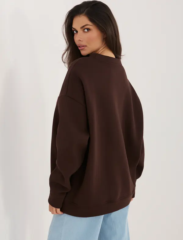 RUE PARIS Кафяв суитшърт с контрастен надпис