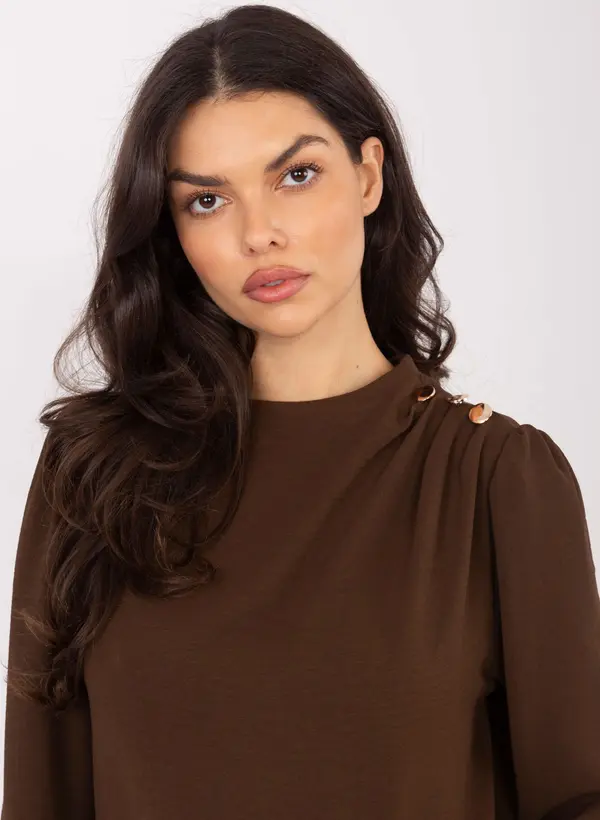 Italy Moda Кафява блуза с декоративни копчета