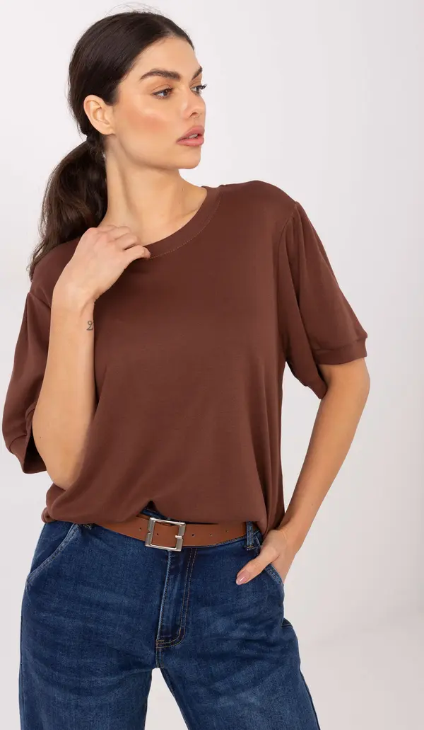 Factory Price Кафява блуза с къс ръкав
