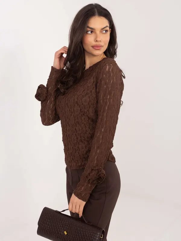Italy Moda Кафява блуза с шарки