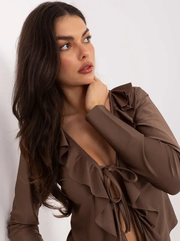 MODA ITALY Кафява блуза с волани
