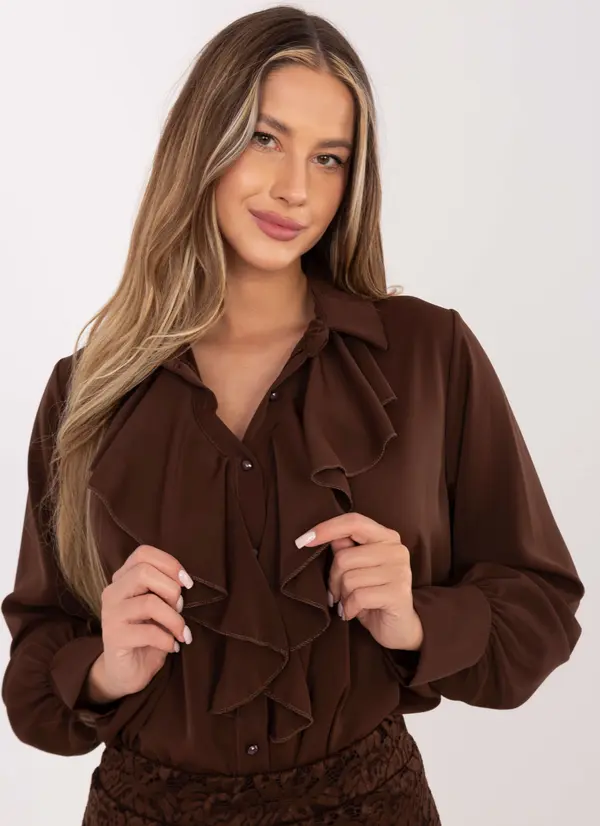 Factory Price Кафява блуза с волани