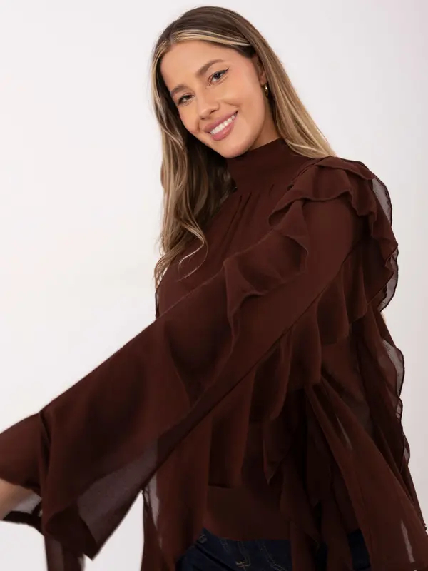 Factory Price Кафява блуза с волани