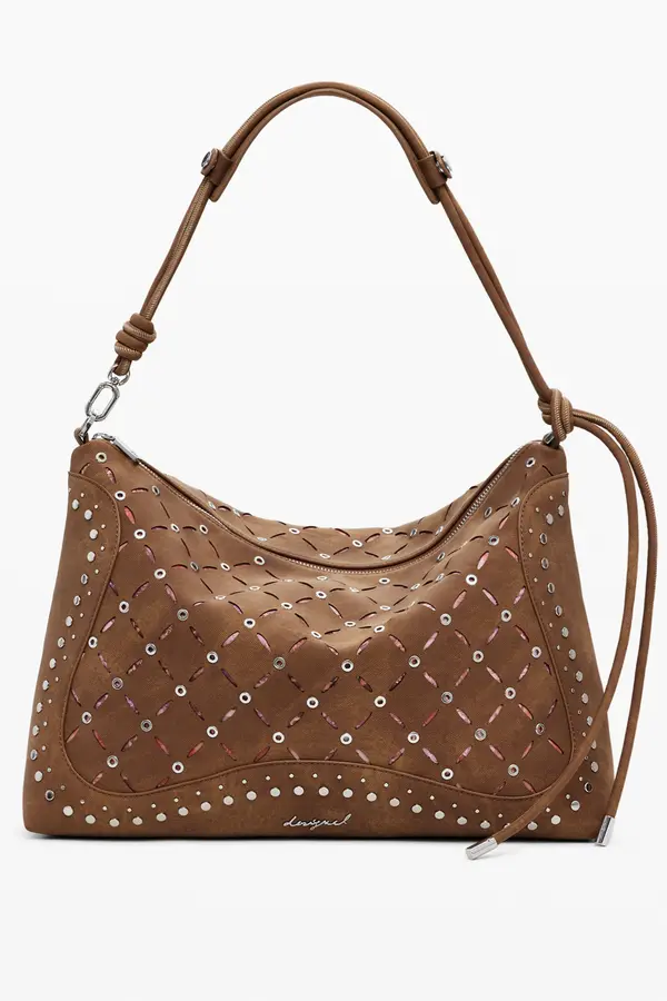 DESIGUAL Кафява чанта с декоративни детайли