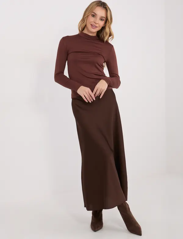 Calimera Кафява едноцветна блуза с дълъг ръкав