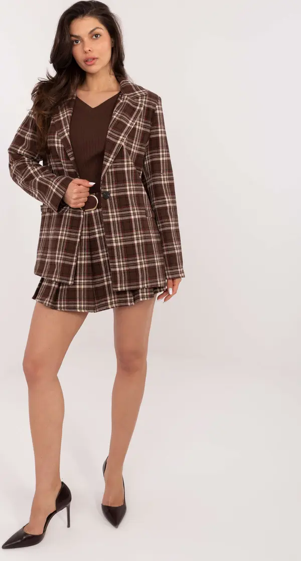 Italy Moda Кафява карирана пола с асиметрична кройка