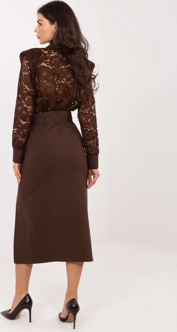 RUE PARIS Кафява миди пола с цепка