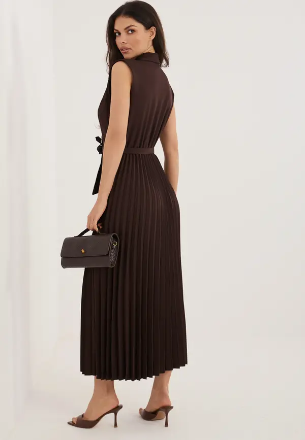 RUE PARIS Кафява миди рокля с яка