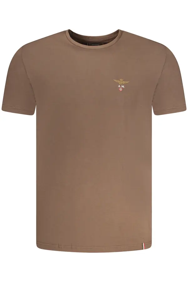 Aeronautica Militare Кафява мъжка тениска с къс ръкав