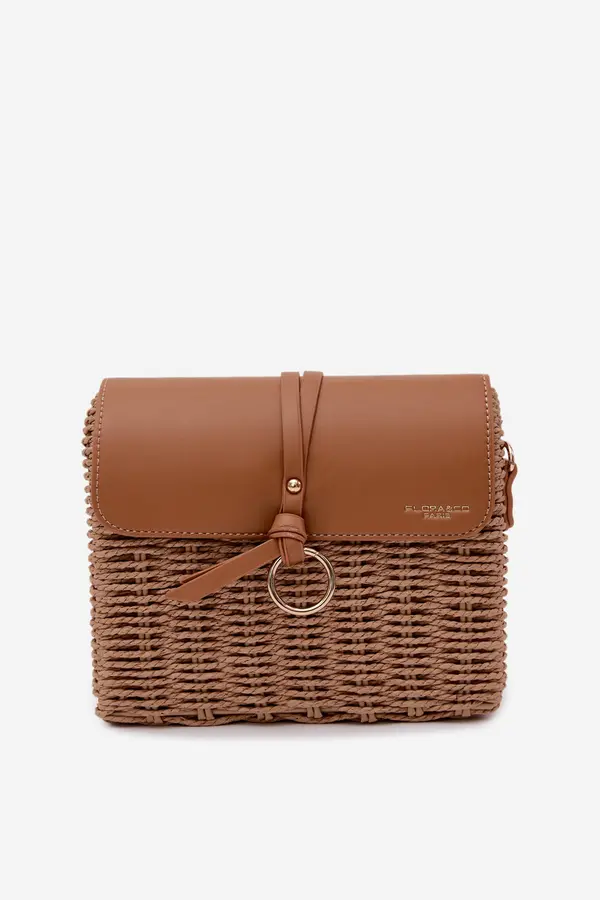 FLORA & CO Кафява плетена чанта Flora&amp;Co Renara