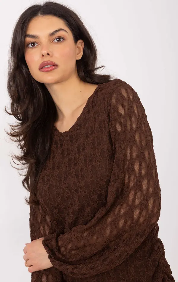 Italy Moda Кафява рокля с дълъг ръкав и суитчър