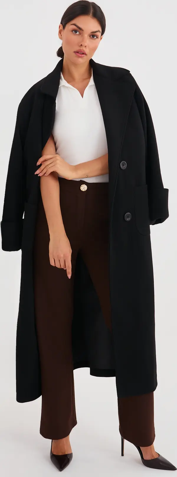 RUE PARIS Кафяви панталони от мека материя