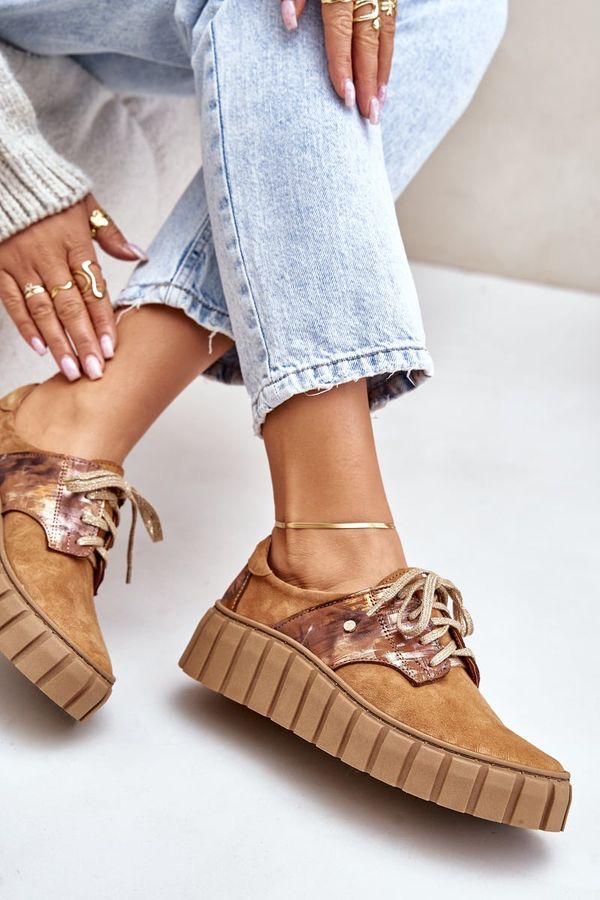 Zazoo Кафяви велурени обувки на платформа Zazoo 10128