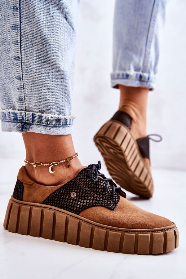 Zazoo Кафяви велурени обувки на платформа Zazoo 10128