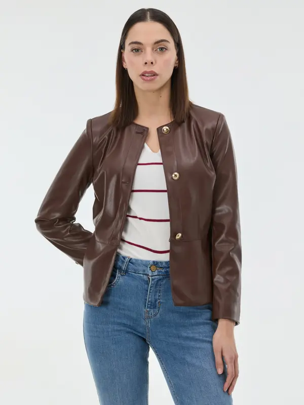 Orsay Кафяво дамско яке от изкуствена кожа ORSAY