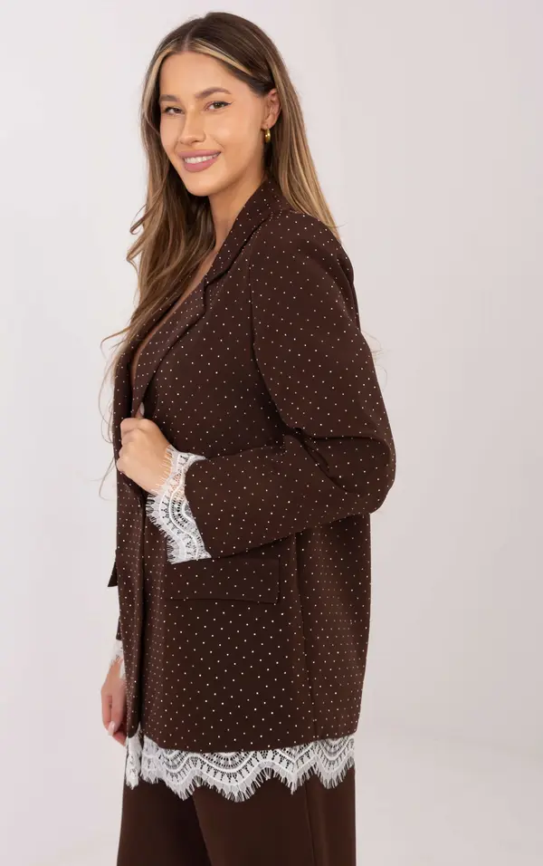 Italy Moda Кафяво яке с дантелена тапицерия