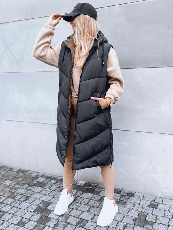 DStreet Kamizelka damska długa pikowana GERIAT czarna Dstreet