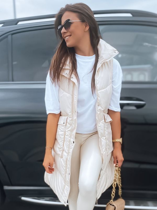 DStreet Kamizelka damska pikowana MARIEL ecru Dstreet