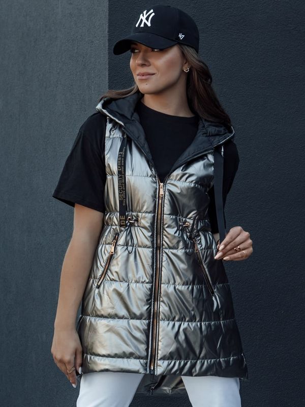 DStreet Kamizelka damska pikowana PIXIECODE ciemnoszara Dstreet