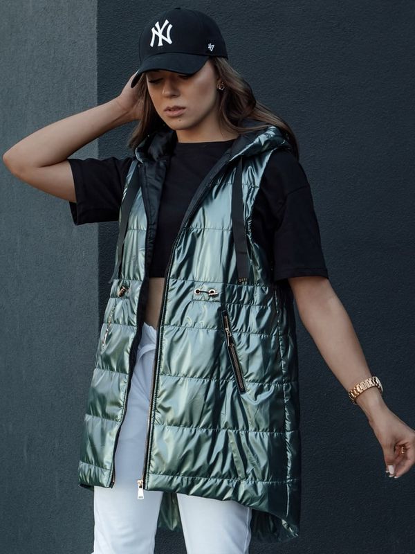 DStreet Kamizelka damska pikowana PIXIECODE ciemnozielona Dstreet