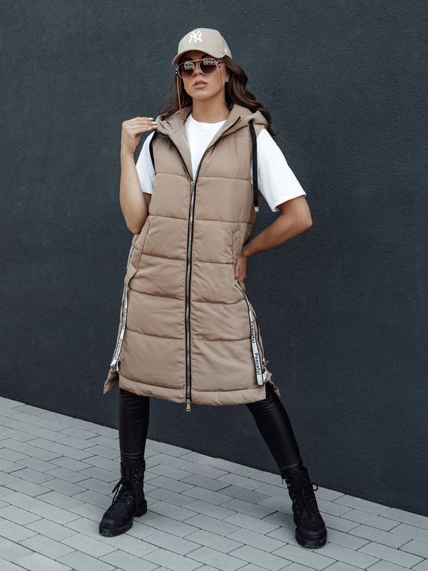 DStreet Kamizelka damska pikowana SKYLER kamelowa Dstreet