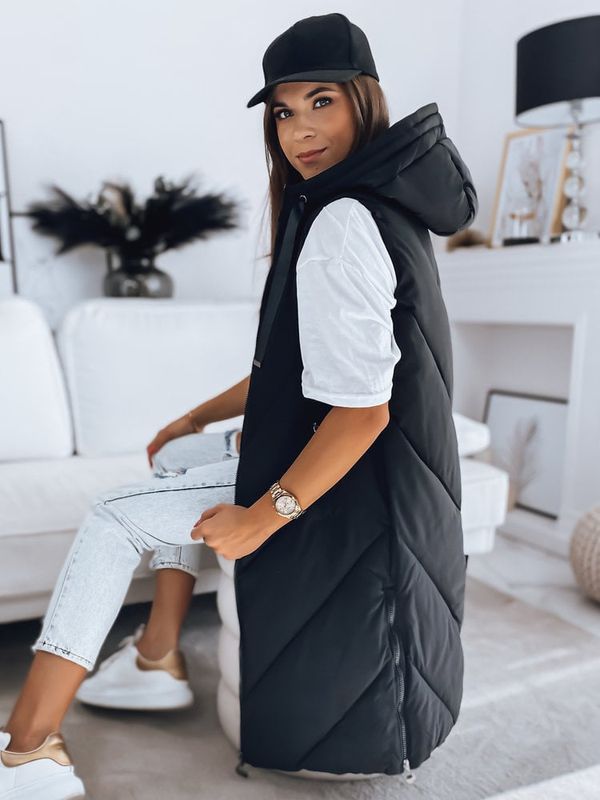 DStreet Kamizelka damska pikowana ZIPIS czarna Dstreet