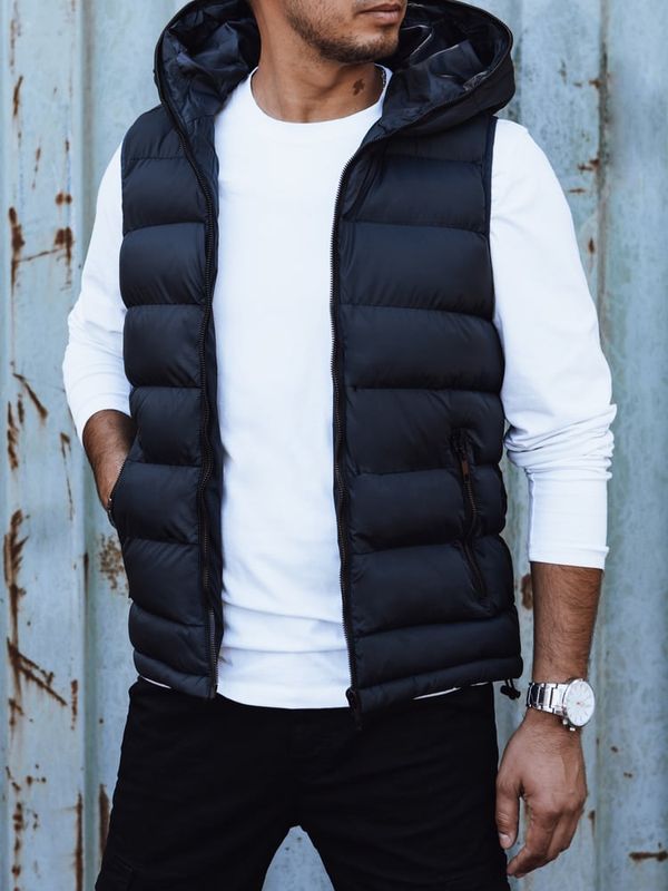 DStreet Kamizelka męska pikowana z kapturem granatowa Dstreet