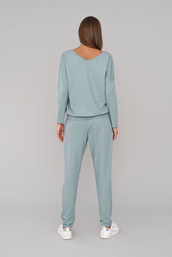 Italian Fashion Karina Women's Long Sleeve Tracksuit, Long Pants - Mint