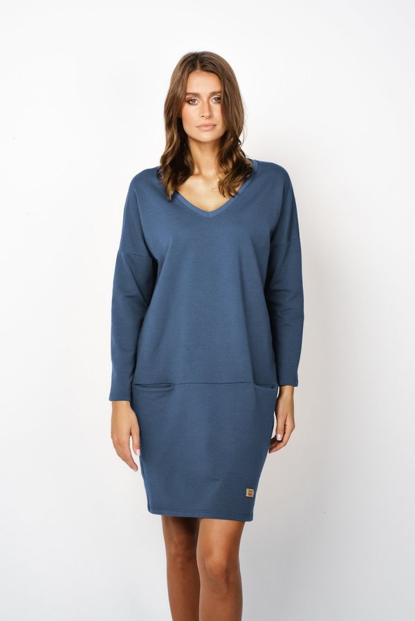 Italian Fashion Karina women's tunic with long sleeves - denim