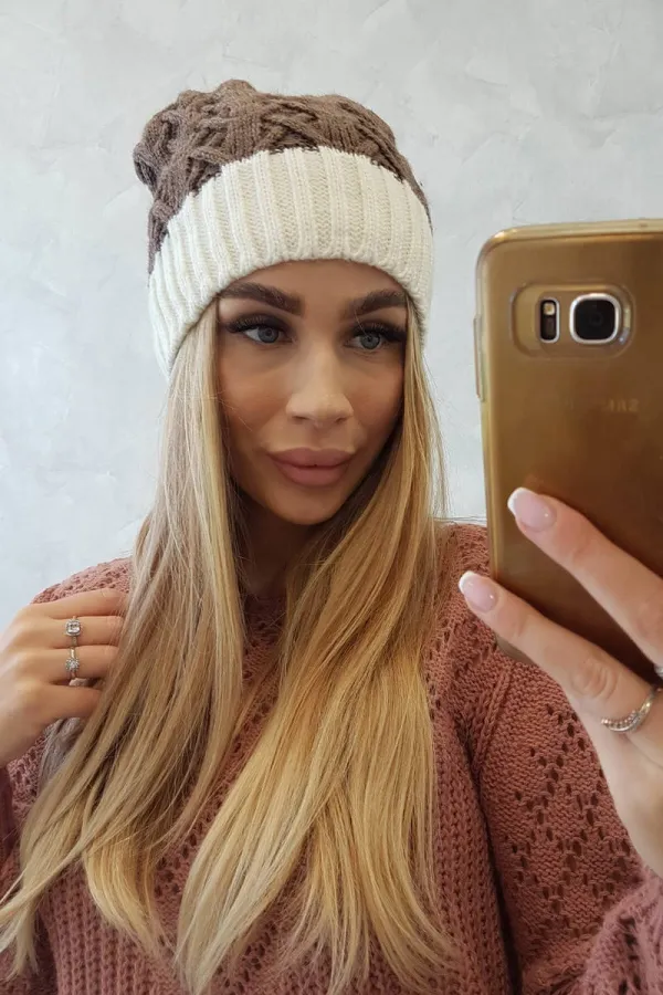 Kesi Kesi Cap with fleece Bibiana K264 ecru + mocca