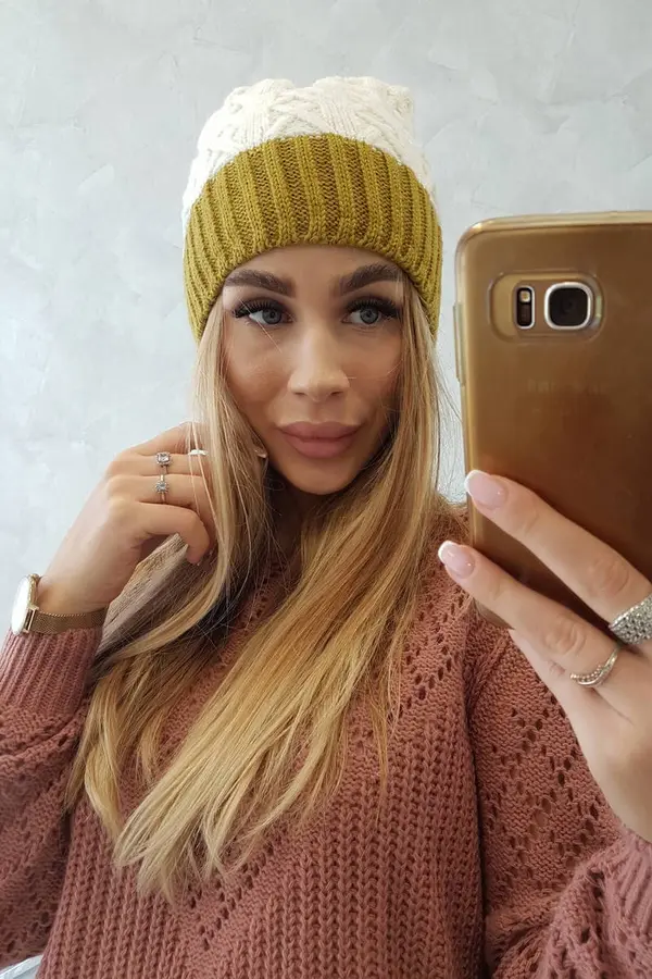 Kesi Kesi Cap with fleece Bibiana K264 kiwi + ecru