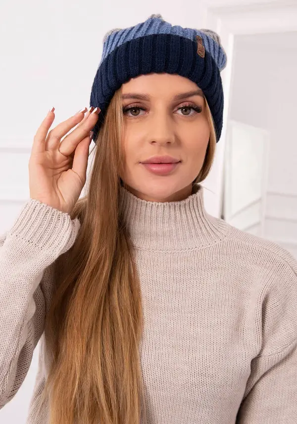 Kesi Kesi Cap with fleece Bojana K265 navy blue+turquoise+dark grey