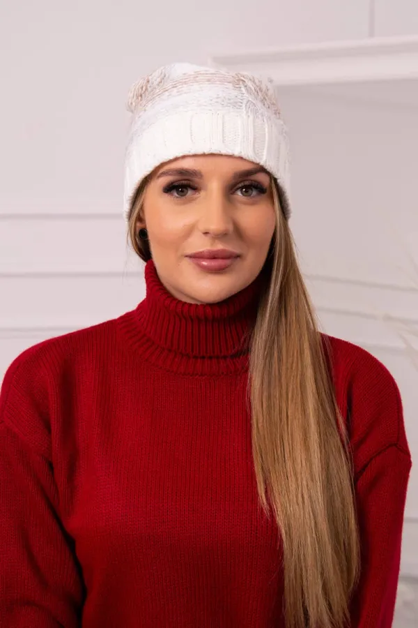 Kesi Kesi Cap with fleece Monika K256 dark beige+ecru