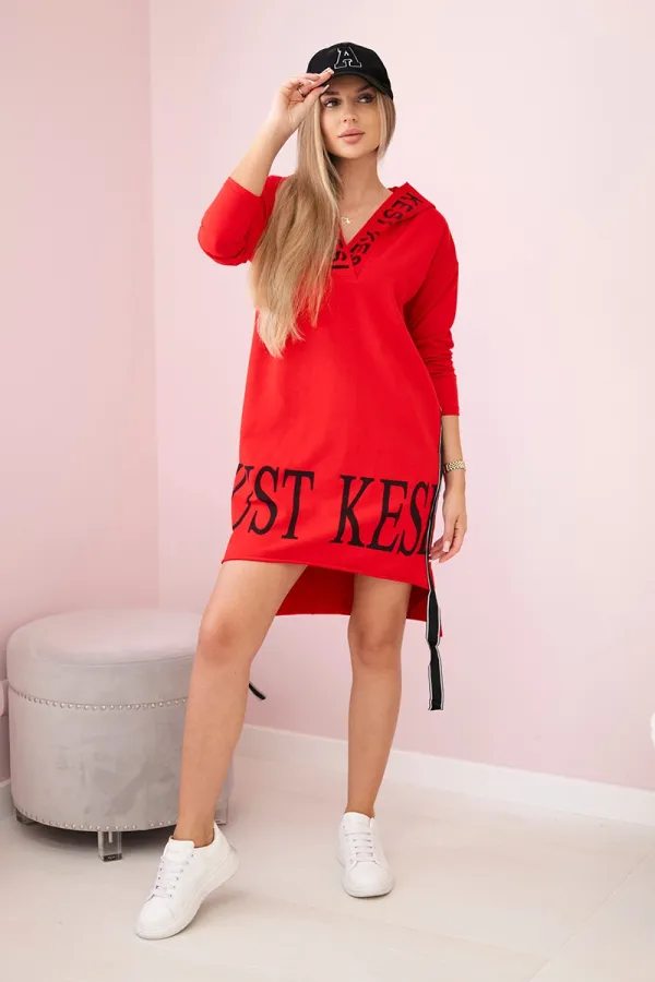 Kesi Kesi Dress with hood and print red