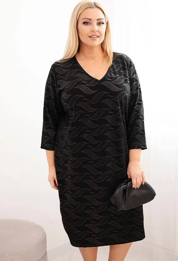 Kesi Kesi Plus Size women's georgette dress with a V-neck black