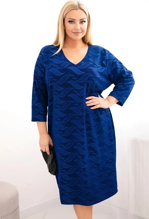Kesi Kesi Plus Size women's georgette dress with a V-neck cobalt blue