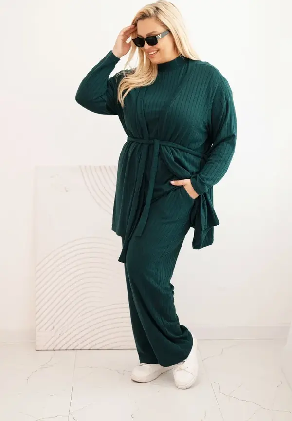 Kesi Kesi Three-piece women's Plus Size set dark green