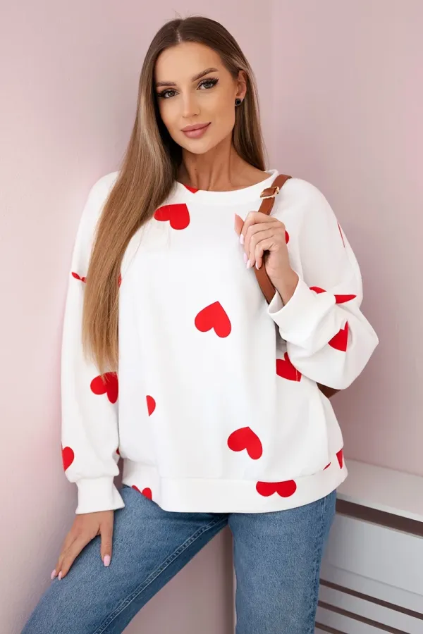 Kesi Włoski Kesi Włoski Butter sweatshirt with hearts print red