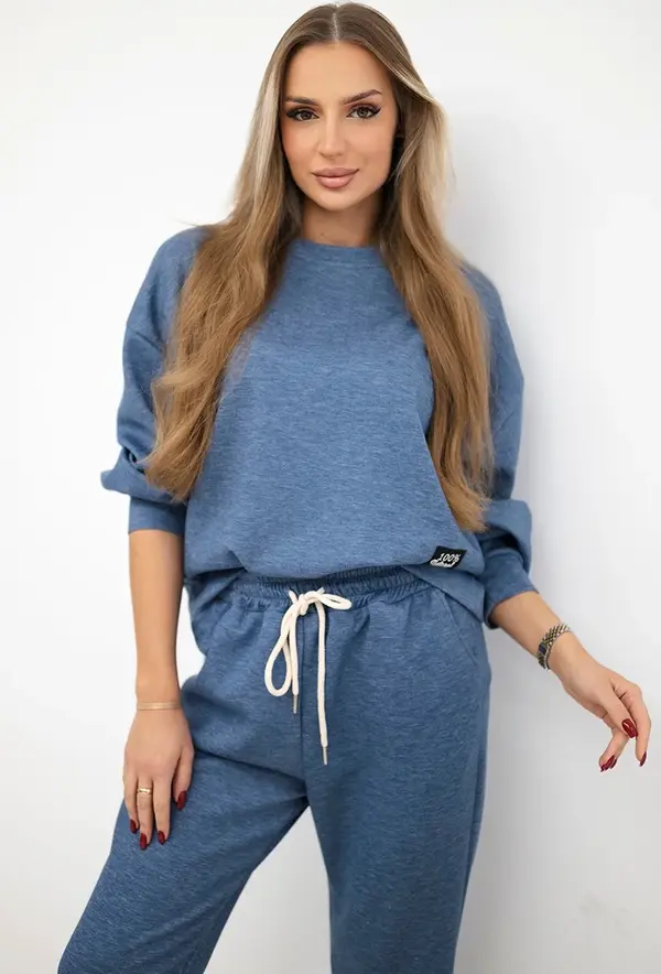 Kesi Włoski Kesi Włoski Buttery fabric set sweatshirt + pants denim melange