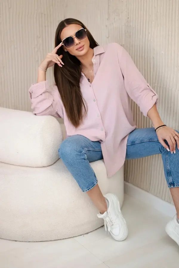 Kesi Włoski Kesi Włoski Cotton muslin shirt oversize dark powder pink