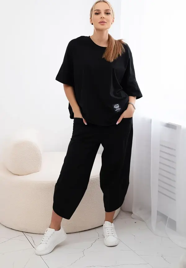 Kesi Włoski Kesi Włoski Cotton set blouse + trousers black