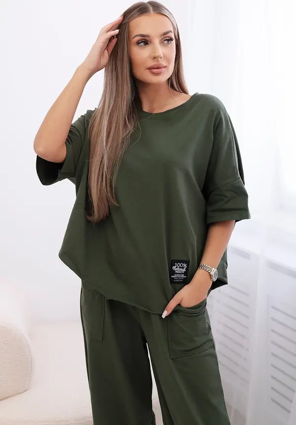 Kesi Włoski Kesi Włoski Cotton set blouse + trousers light denim
