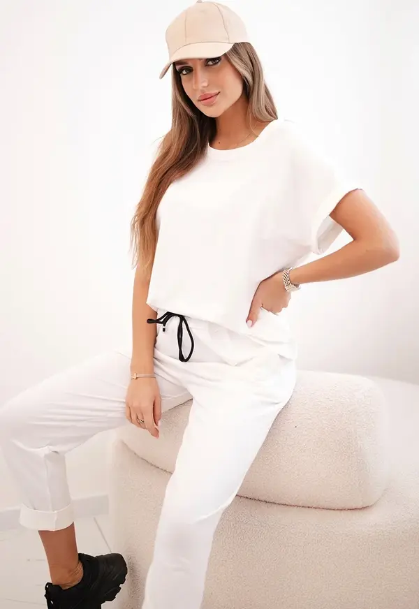 Kesi Włoski Kesi Włoski Cotton set blouse + trousers white