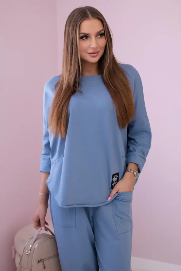 Kesi Włoski Kesi Włoski Cotton sweatshirt pants set denim